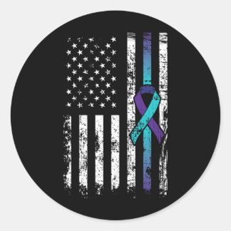 Zelfmoord Depressie Amerikaanse vlag Preventie Awa Ronde Sticker