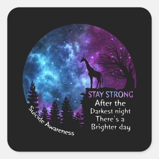 Zelfmoord Giraffe Bewustzijn Sterke Giraffe Gift Vierkante Sticker (Voorkant)