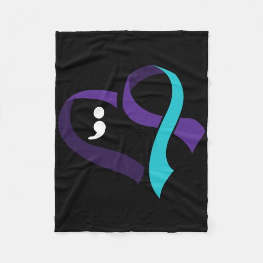 Zelfmoord Preventie Hartslag Semicolon Mental Heal Fleece Deken (Voorkant)