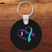 Zelfmoord Preventie Hartslag Semicolon Mental Heal Sleutelhanger (Voorkant)