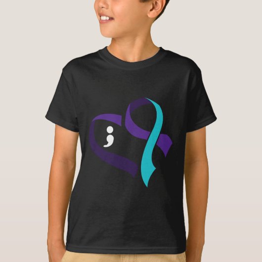 Zelfmoord Preventie Hartslag Semicolon Mental Heal T-shirt (Voorkant)