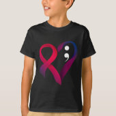 Zelfmoord Preventie Hartslag Semicolon Mental Heal T-shirt (Voorkant)