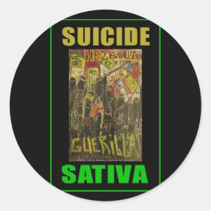 ZELFMOORD SATIVA RONDE STICKER