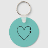 Zelfmoord Semicolon Heart Keychain (Voorkant)
