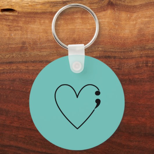 Zelfmoord Semicolon Heart Keychain (Voorkant)
