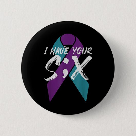Zelfmoord Semicolon Six Gift Ronde Button 5,7 Cm (Voorkant)
