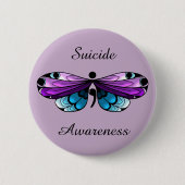 Zelfmoordbewust Butterfly Semicolon Pin Ronde Button 5,7 Cm (Voorkant)
