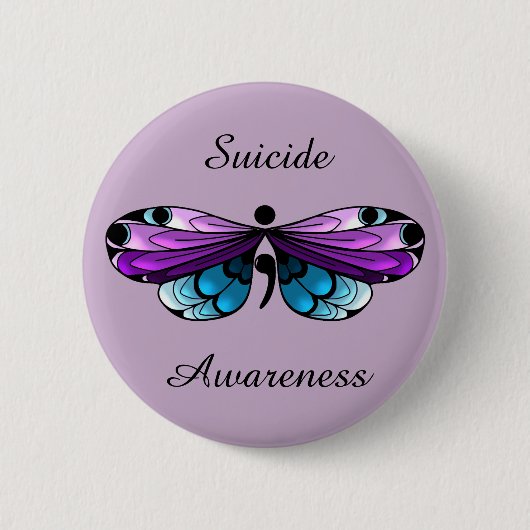 Zelfmoordbewust Butterfly Semicolon Pin Ronde Button 5,7 Cm (Voorkant)