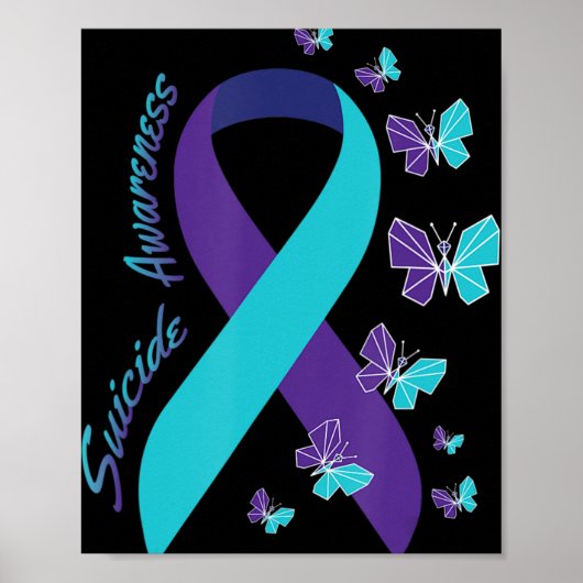 Zelfmoordbewust maken van ribbon Butterfly Poster (Voorkant)