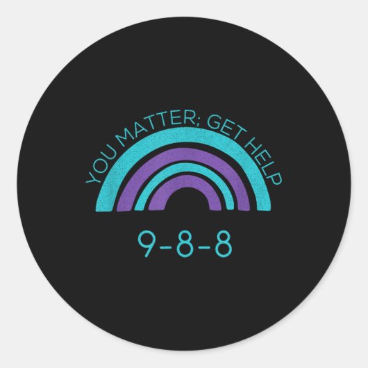 Zelfmoordbewustmaking 988 ronde sticker (Voorkant)
