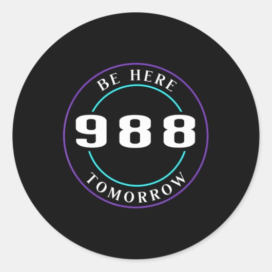 Zelfmoordbewustzijn 988 - Zelfmoordpreventie 1 Ronde Sticker (Voorkant)