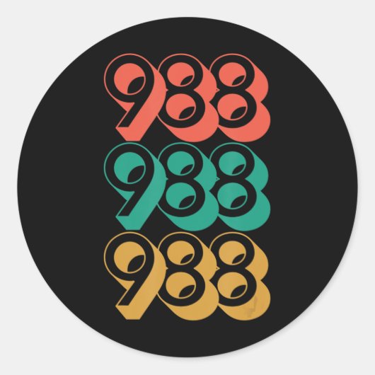 Zelfmoordbewustzijn - 988 - Zelfmoordpreventie 988 Ronde Sticker (Voorkant)