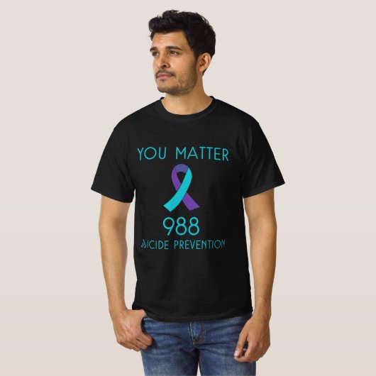 Zelfmoordbewustzijn - 988 - Zelfmoordpreventie 988 T-shirt (Voorkant volledig)