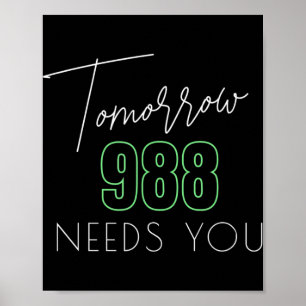 Zelfmoordbewustzijn 988 - Zelfmoordpreventie Poster