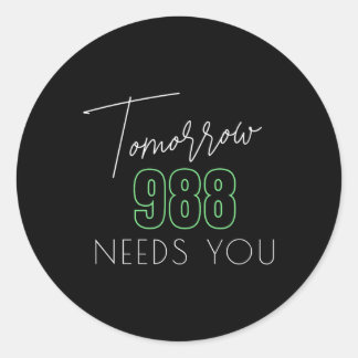 Zelfmoordbewustzijn 988 - Zelfmoordpreventie Ronde Sticker