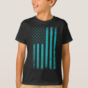Zelfmoordbewustzijn Amerikaanse vlag Blauwgroen Pa T-shirt