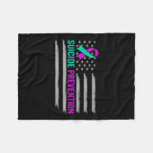 Zelfmoordbewustzijn Amerikaanse vlag Geestelijke g Fleece Deken (Voorkant (Horizontaal))