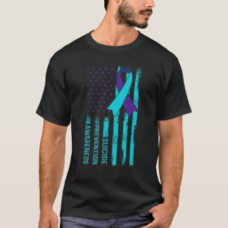 Zelfmoordbewustzijn Amerikaanse vlag Ribbon Mental T-shirt