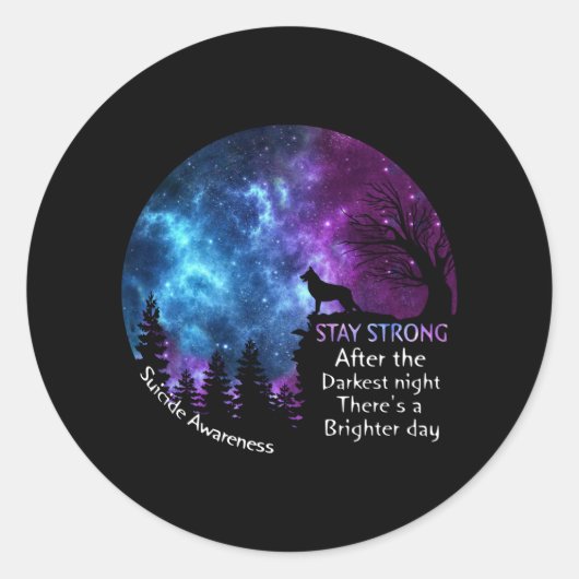 Zelfmoordbewustzijn bij herder: sterk geschenk ronde sticker (Voorkant)