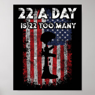 Zelfmoordbewustzijn bij soldaten 22 uur per dag is poster