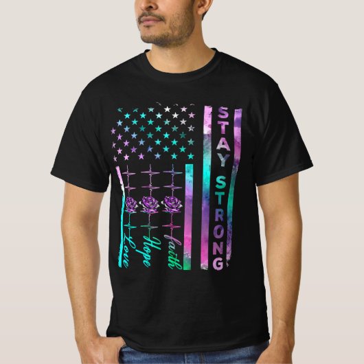 Zelfmoordbewustzijn blijf sterk in Amerikaans Amer T-shirt (Voorkant)