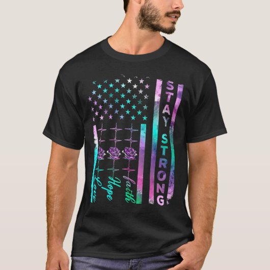 Zelfmoordbewustzijn blijf sterk in Amerikaans Amer T-shirt (Voorkant)