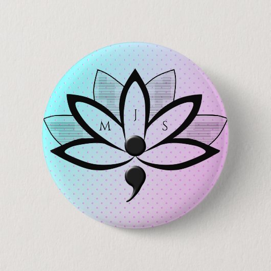 Zelfmoordbewustzijn Bloed Semicolon-Initialen Ronde Button 5,7 Cm (Voorkant)