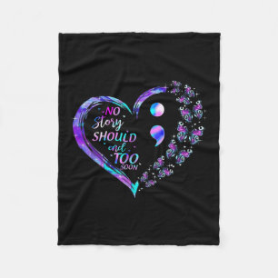 Zelfmoordbewustzijn Butterflies Heart Semicolon Sh Fleece Deken