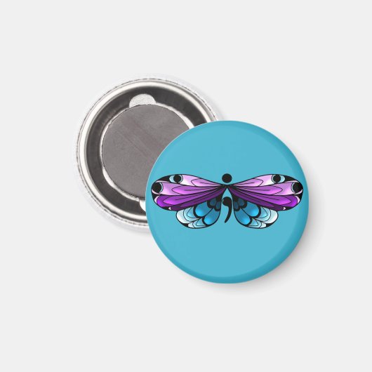 Zelfmoordbewustzijn Butterfly Semi-Colon Magnet (Voorkant / Achterkant)