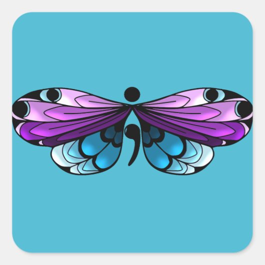 Zelfmoordbewustzijn Butterfly Semi-colon Sticker (Voorkant)