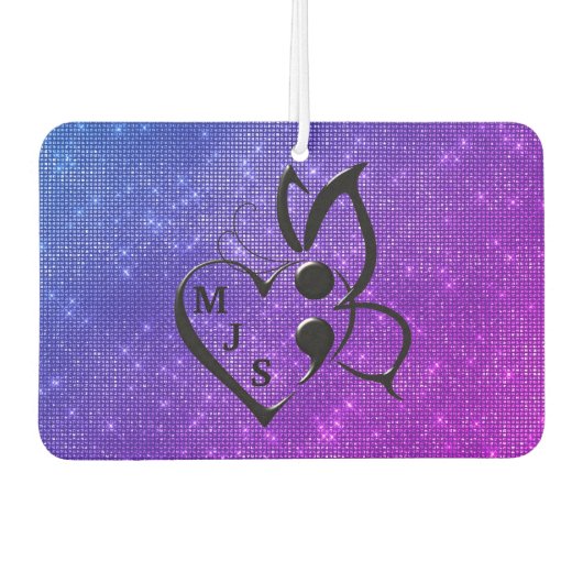 Zelfmoordbewustzijn Butterfly Semicolon Heart Luchtverfrisser (Voorkant)