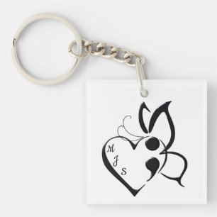 Zelfmoordbewustzijn Butterfly Semicolon Heart Sleutelhanger
