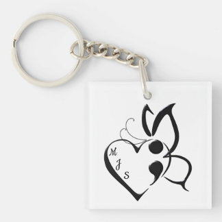 Zelfmoordbewustzijn Butterfly Semicolon Heart Sleutelhanger