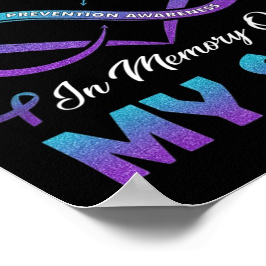 Zelfmoordbewustzijn Draag Blauwgroen en Paars in h Poster (Hoek)