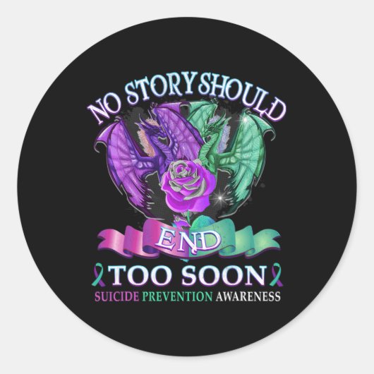 Zelfmoordbewustzijn Draak Geen verhaal zou moeten  Ronde Sticker (Voorkant)