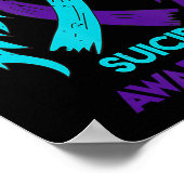 Zelfmoordbewustzijn en lint Blauwgroen en pl Poster (Hoek)