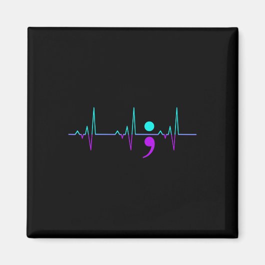 Zelfmoordbewustzijn Hartslag Happy Ribbon Support  Magneet (Voorkant)