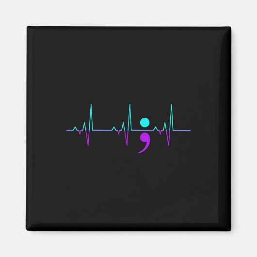 Zelfmoordbewustzijn Hartslag Happy Ribbon Support  Magneet (Voorkant)