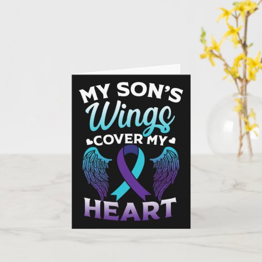 Zelfmoordbewustzijn Herinnering Aan Zoon Vleugels  Kaart (Gele Bloem)