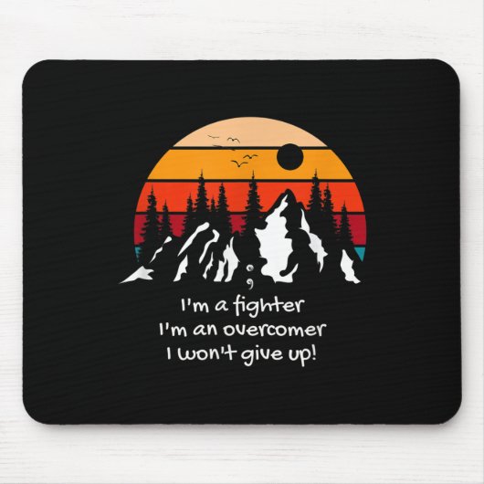 Zelfmoordbewustzijn Ik ben een vechter retro zonso Muismat (Voorkant)