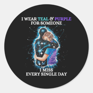 Zelfmoordbewustzijn Ik Draag Blauwgroen &amp; Paar Ronde Sticker