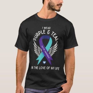Zelfmoordbewustzijn Ik Draag Blauwgroen en Paarse  T-shirt