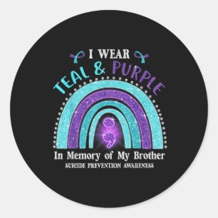 Zelfmoordbewustzijn Ik heb Blauwgroen Paars Draag Ronde Sticker
