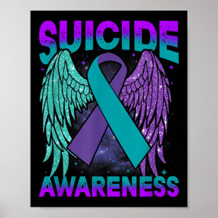 Zelfmoordbewustzijn Kleding Wings Ribbon Suicide P Poster