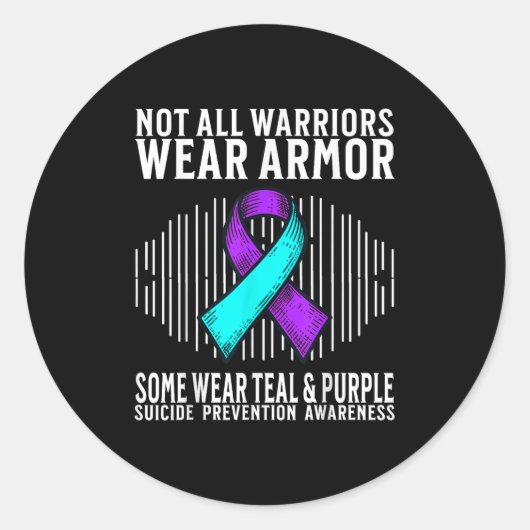 Zelfmoordbewustzijn Krijger Zelfmoordpreventie Bew Ronde Sticker (Voorkant)