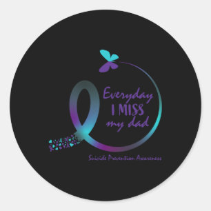 Zelfmoordbewustzijn Pap houdt van geheugen Miss My Ronde Sticker
