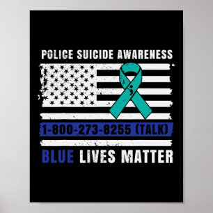 Zelfmoordbewustzijn Politie Blauwe Levens Wetshand Poster