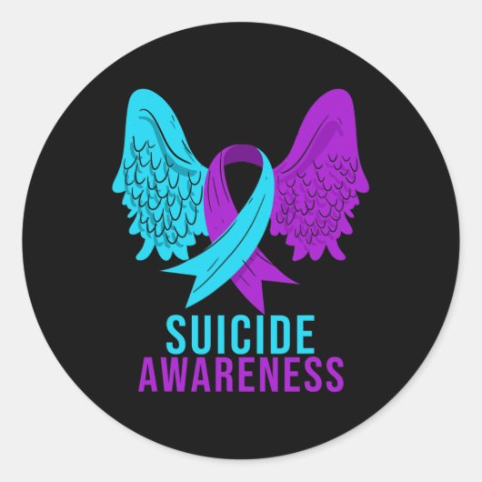 Zelfmoordbewustzijn Ribbon Mental Health Depressie Ronde Sticker (Voorkant)
