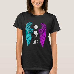 Zelfmoordbewustzijn - Semi Colon Life Angel T-shirt
