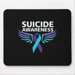 Zelfmoordbewustzijn Shirt Wings en Ribbon Suicide Muismat
